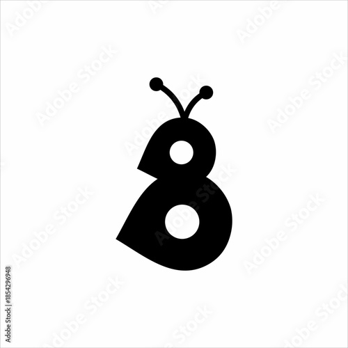 Butterfly logo design with the concept of letter B or number 8.