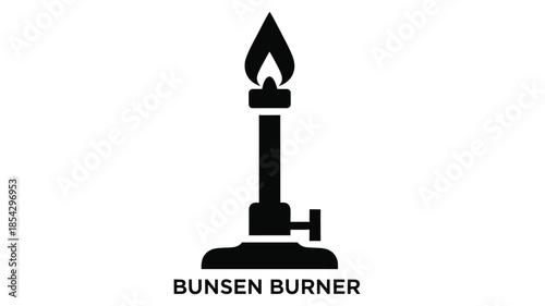 Simple black silhouette depiction of a bunsen burner commonly used in scientific laboratories