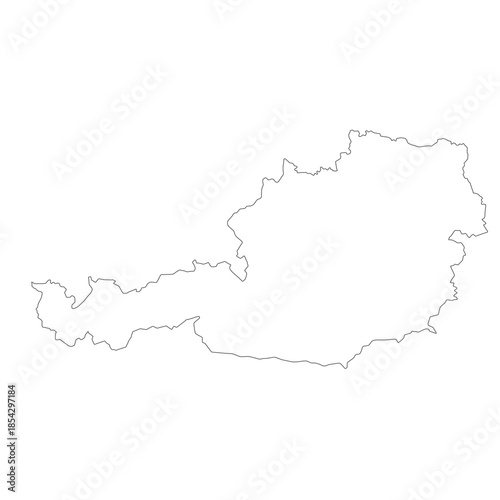 Map of Austria, sign silhouette. World Map Globe. Vector Illustration isolated on white background. Europe continent.