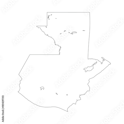 Map of Guatemala, sign silhouette. World Map Globe. Vector Illustration isolated on white background. Central America continent.