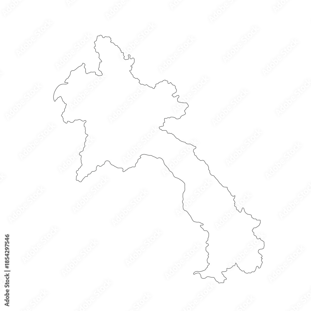 Fototapeta premium Map of Laos, sign silhouette. World Map Globe. Vector Illustration isolated on white background. Asian continent.