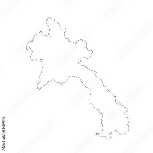 Map of Laos, sign silhouette. World Map Globe. Vector Illustration isolated on white background. Asian continent.