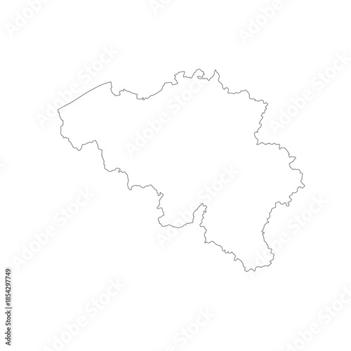 Map of Belgium, sign silhouette. World Map Globe. Vector Illustration isolated on transparent background. Europe continent.