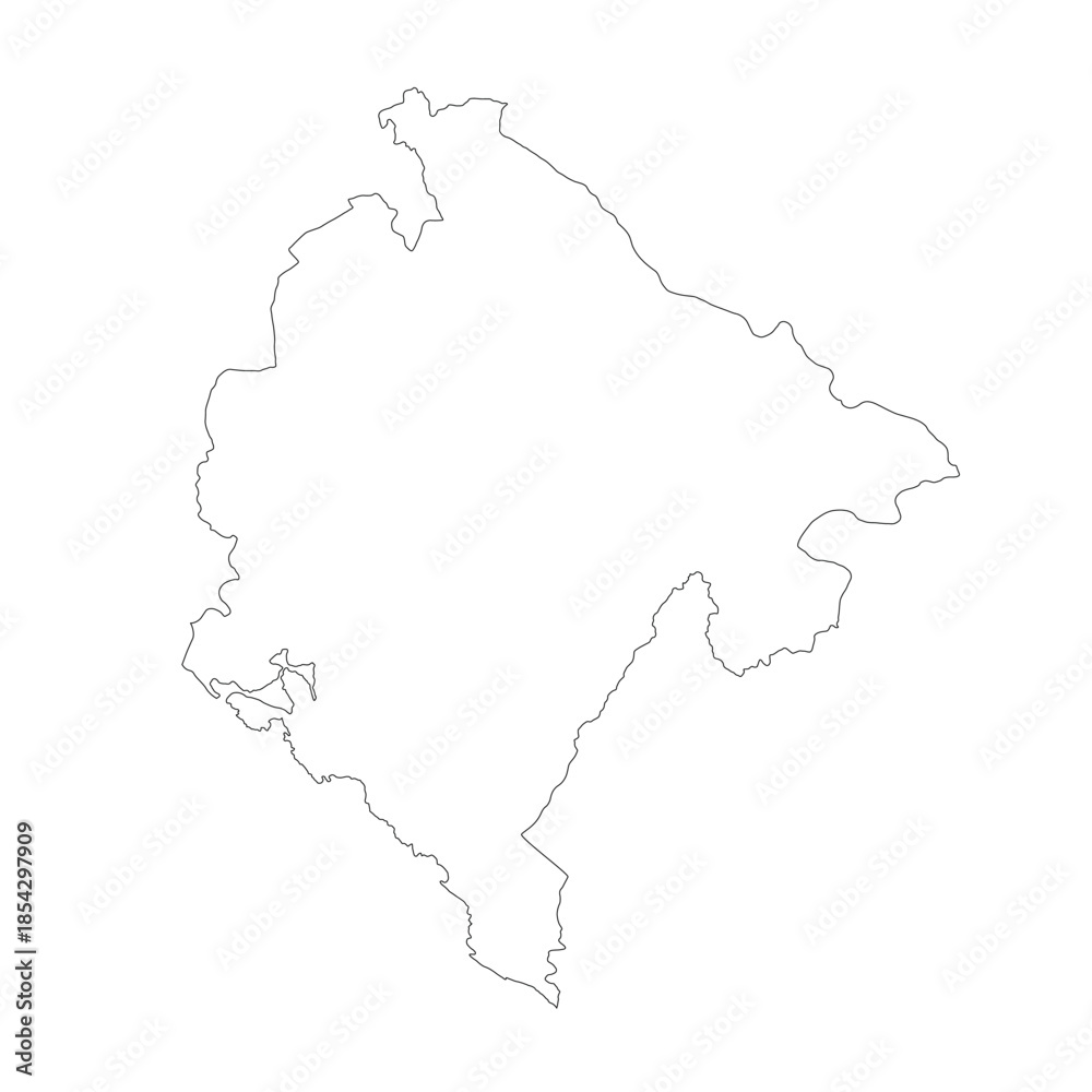 Fototapeta premium Map of Montenegro, sign silhouette. World Map Globe. Vector Illustration isolated on white background. Europe continent.