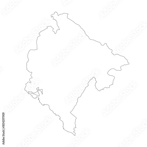 Map of Montenegro, sign silhouette. World Map Globe. Vector Illustration isolated on white background. Europe continent.