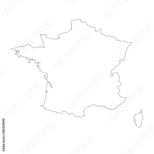 Map of France, sign silhouette. World Map Globe. Vector Illustration isolated on white background. Europe continent.