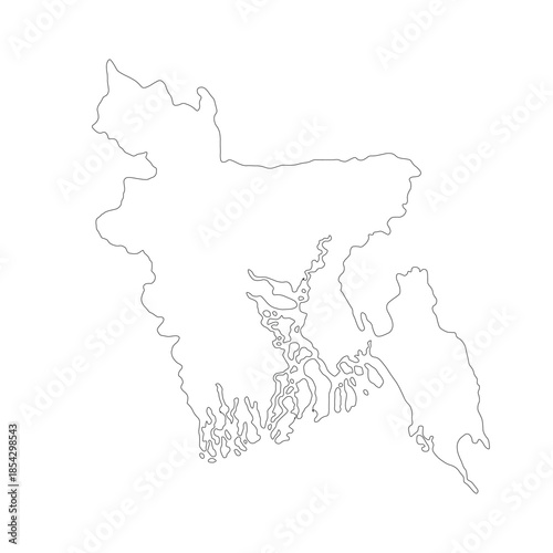Map of Bangladesh, sign silhouette. World Map Globe. Vector Illustration isolated on white background. Asian continent.