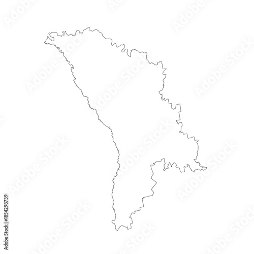Map of Moldova, sign silhouette. World Map Globe. Vector Illustration isolated on white background. Europe continent.