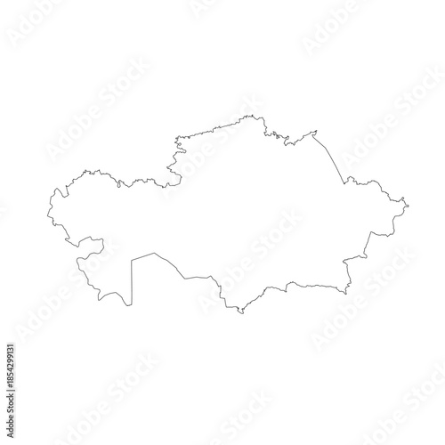 Map of Kazakhstan, sign silhouette. World Map Globe. Vector Illustration isolated on white background. Asian continent.