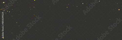 Gold glittering dust with stars on transparent backdrop