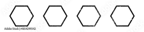 Set of grunge borders in hexagon form