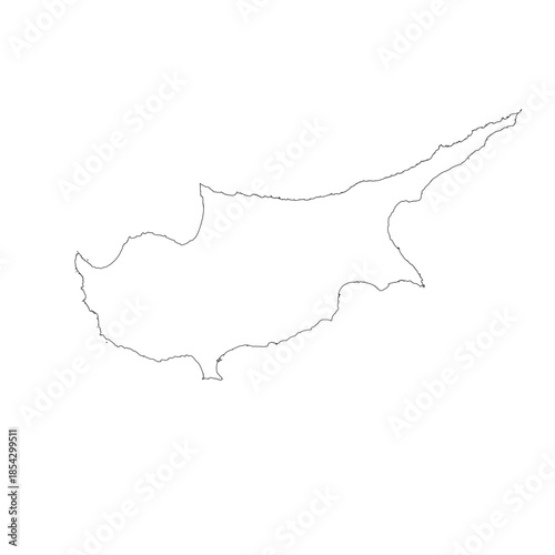 Map of Cyprus, sign silhouette. World Map Globe. Vector Illustration isolated on white background. Europe continent.