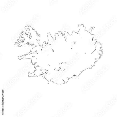 Map of Iceland, sign silhouette. World Map Globe. Vector Illustration isolated on transparent background. Europe continent.