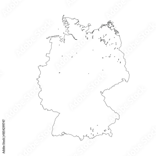 Map of Germany, sign silhouette. World Map Globe. Vector Illustration isolated on white background. Europe continent.