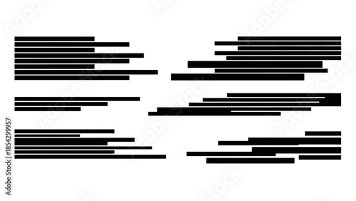 Abstract black lines representing redacted or censored information on a white background