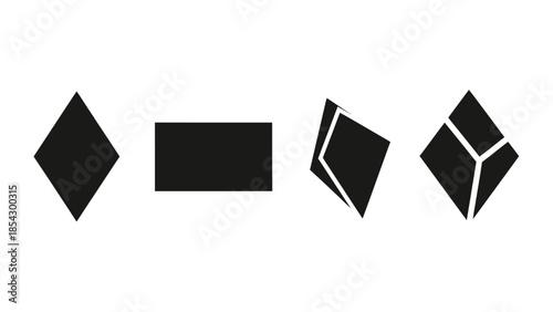 Abstract Geometric Shapes in Black on White Background Minimalist Design Elements