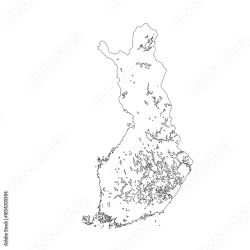 Map of Finland, sign silhouette. World Map Globe. Vector Illustration isolated on white background. Europe continent.