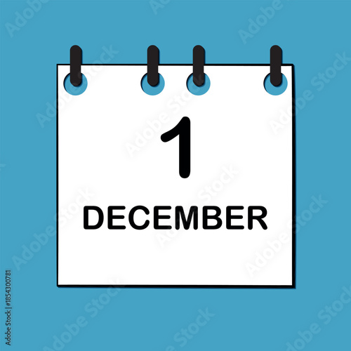 December 1. Daily Calendar icon for design. Simple design for business brochure, flyer, print media, advertisement. Easily editable.