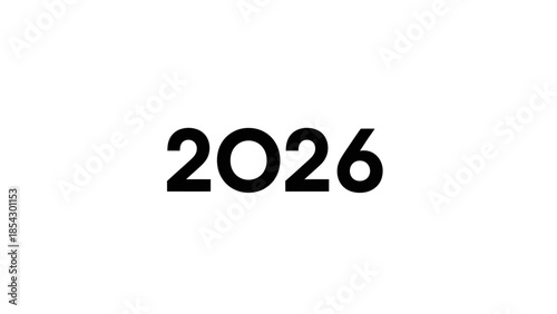 Bold black digits of the year 2026 centered on a stark white background