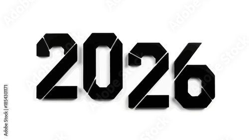 Bold black geometric numerals spelling out the year 2026 on a clean white background