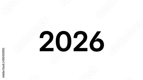 Bold Black Number 2026 Centered on a Pure White Background