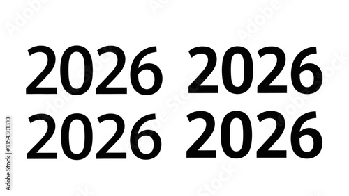 Bold black numbers 2026 repeated in four instances against a clean white background