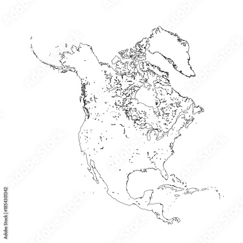 Map of North America, sign silhouette. World Map Globe. Vector Illustration isolated on transparent background. American continent.