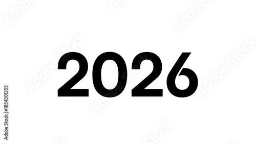 Bold black numeral 2026 displayed centrally on a clean white background graphic