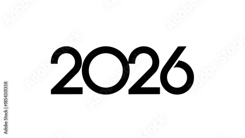 Bold black numeral 2026 on a pure white background a minimalist design