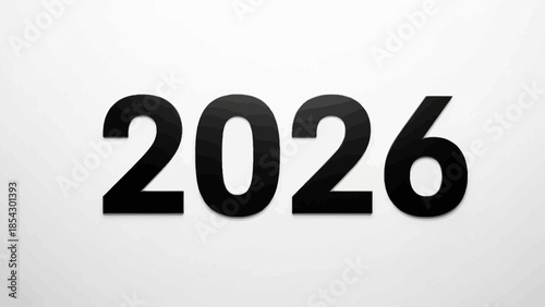 Bold Black Numerals Representing the Year 2026 Against a Clean White Background