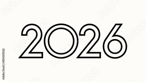 Bold graphic numbers 2026 with a circular zero on a clean white background