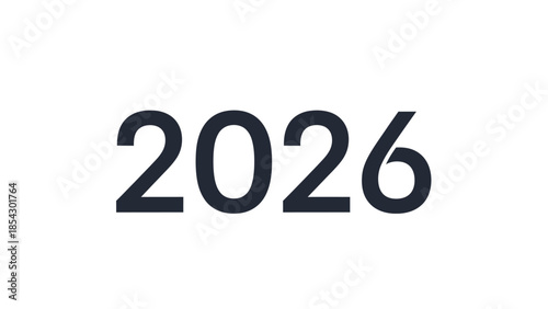 Clean and Bold 2026 Number Displayed Prominently on a White Background