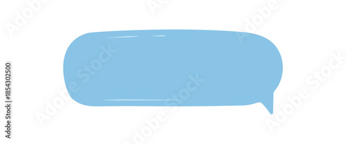 Organic talk box sticker in light blue with doodle and hand drawn style. Speech bubble for chat, message, or communication. Rectangle shape symbol for simple modern comment.