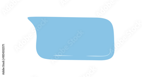 Blue handdrawn organic speech sticker box icon in rectangle bubble form. Hand drawn textbox for message and comment, empty and blank patch, clear for dialogue or social media communication.