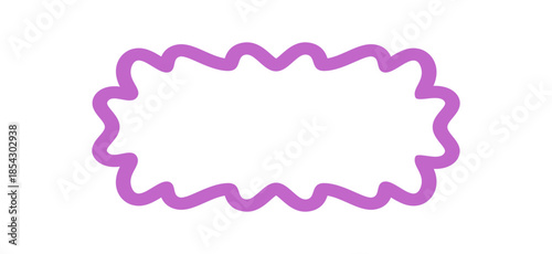 Groovy rectangle frame with a funky wavy outline, retro cartoon border style in purple. Graphic shape gives y2k mood, playful background, perfect for contemporary creative projects and trendy