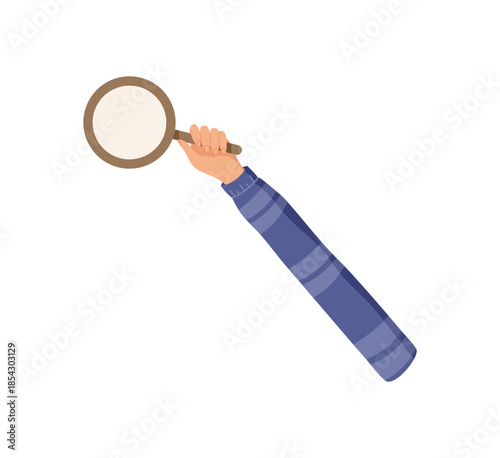 Cartoon hand hold blank symbol. Isolated gesture element for feedback and review. Customer comment and opinion template for survey. Clear circle design with modern style, suitable business,