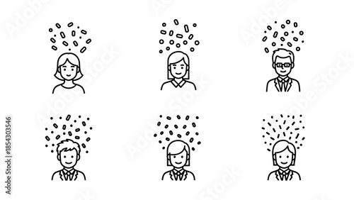 Emotional facial expression icons illustrating mental states, feelings, and psychological moods.