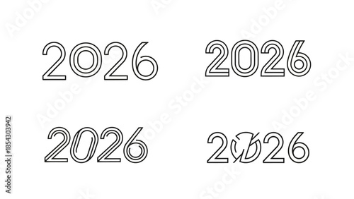 collection of stylized year 2026 numbers in different modern fonts and designs