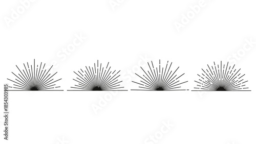 collection of sunburst minimalist linear graphic design elements for decoration