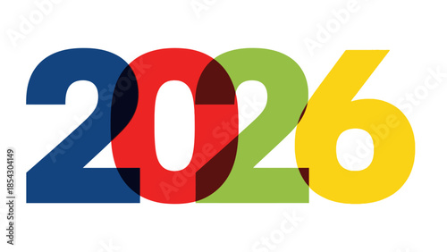 Colorful 2026 typography vibrant year announcement celebrating future aspirations and new beginnings
