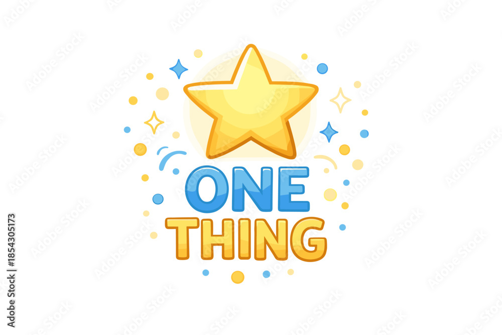 Obraz premium Colorful star with bold one thing text and decorative elements