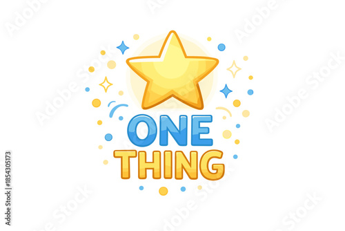Colorful star with bold one thing text and decorative elements
