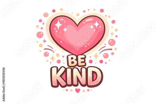 Colorful heart design featuring the inspiring message be kind