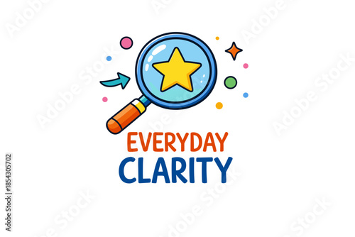 Bright concept of everyday clarity with magnifying glass and star