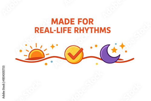 Sunset to moonrise: daily cycle icons with rhythmic elements