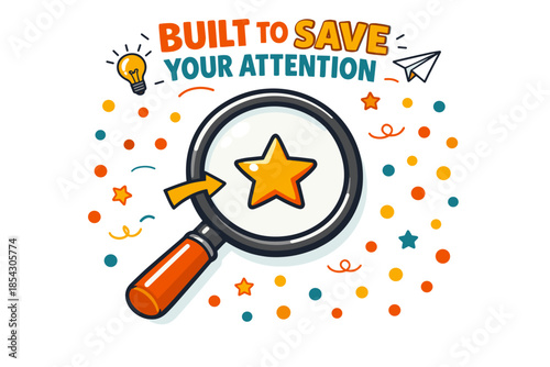 Attention-grabbing design with star and magnifying glass