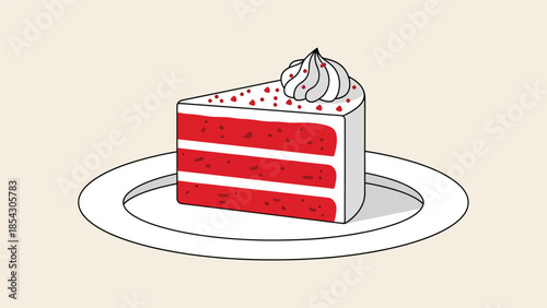 red velvet cake, cake slice, premium dessert, bakery cake, flat illustration, dessert illustration, cream cheese frosting, sweet food, pastry, food graphic, bakery menu, cafe dessert, confectionery, d