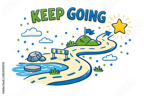 Motivational pathway with encouraging message and star destination