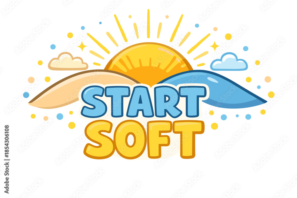 Obraz premium Start soft graphic with sun and clouds