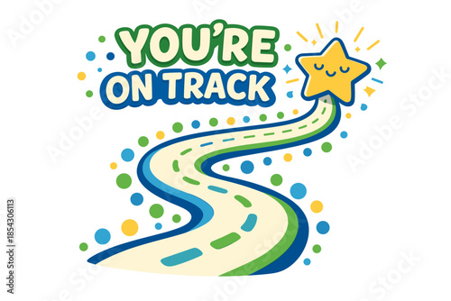 Motivational star with winding path and encouraging message